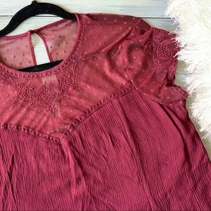 Maroon Dress With Lace
